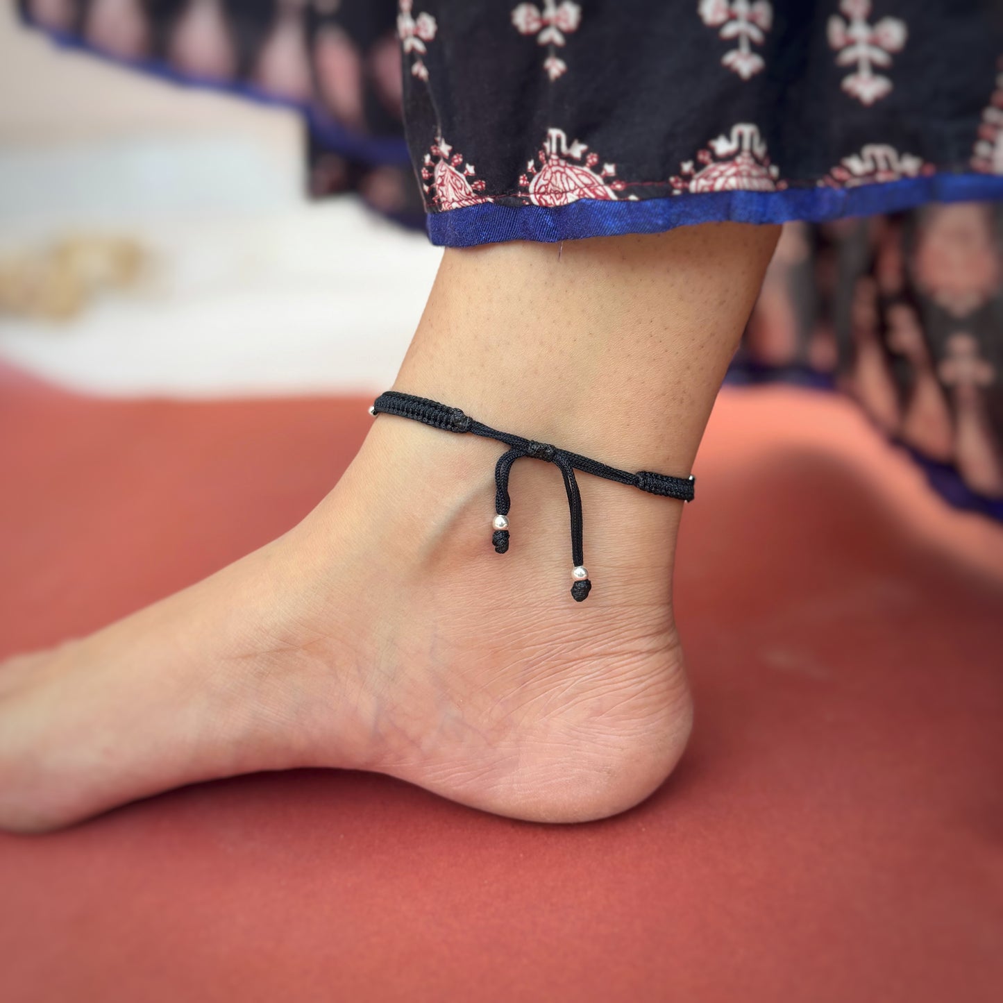 Silver Charming Balls Nazarbattu Anklet