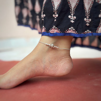 Silver Antique Ball Anklet