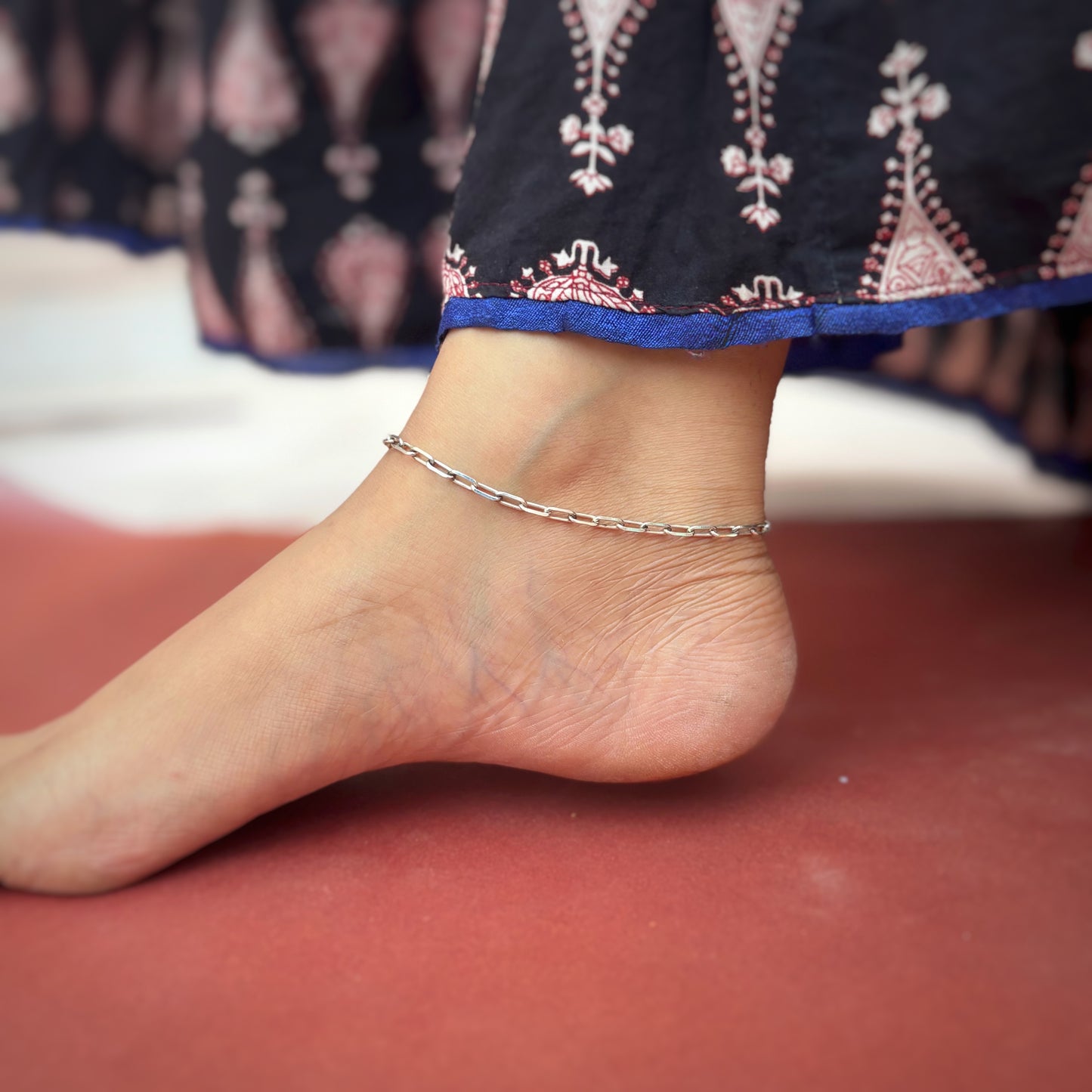 Silver Paperclip Chain Anklet