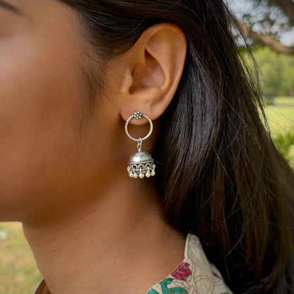 Silver Tinkling Bells Jhumka Earrings