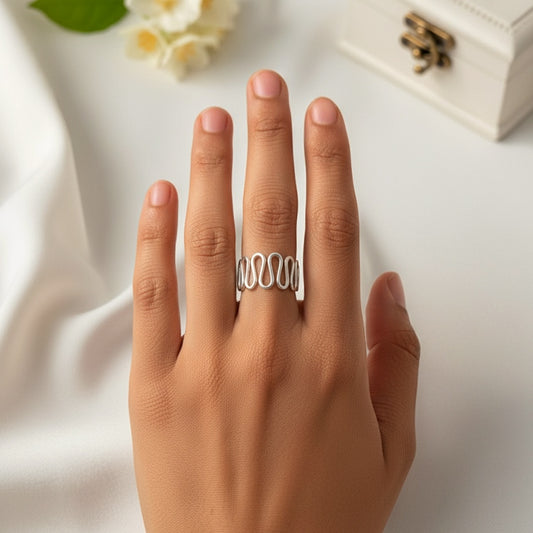 Silver Zig Zag Spiral Ring