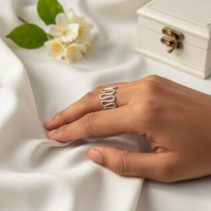 Silver Zig Zag Spiral Ring