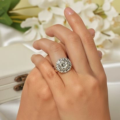 Silver Maharani Mandala Flower Ring