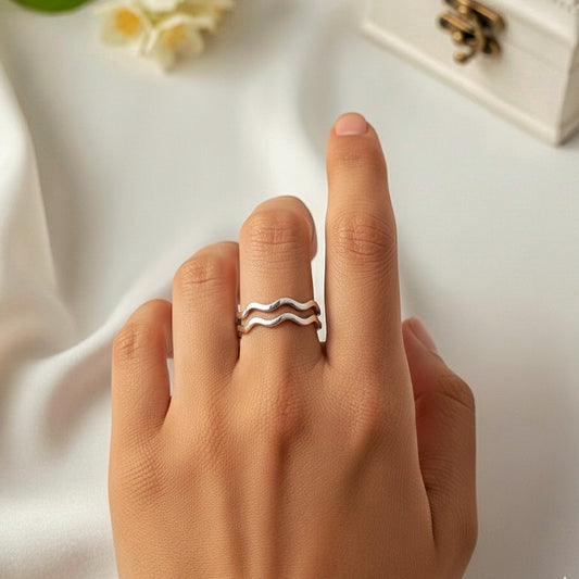 Silver Curves Stackable Ring