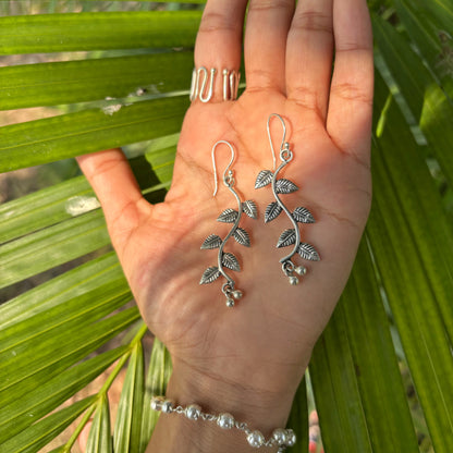 Silver Leaf Dangle Earrings