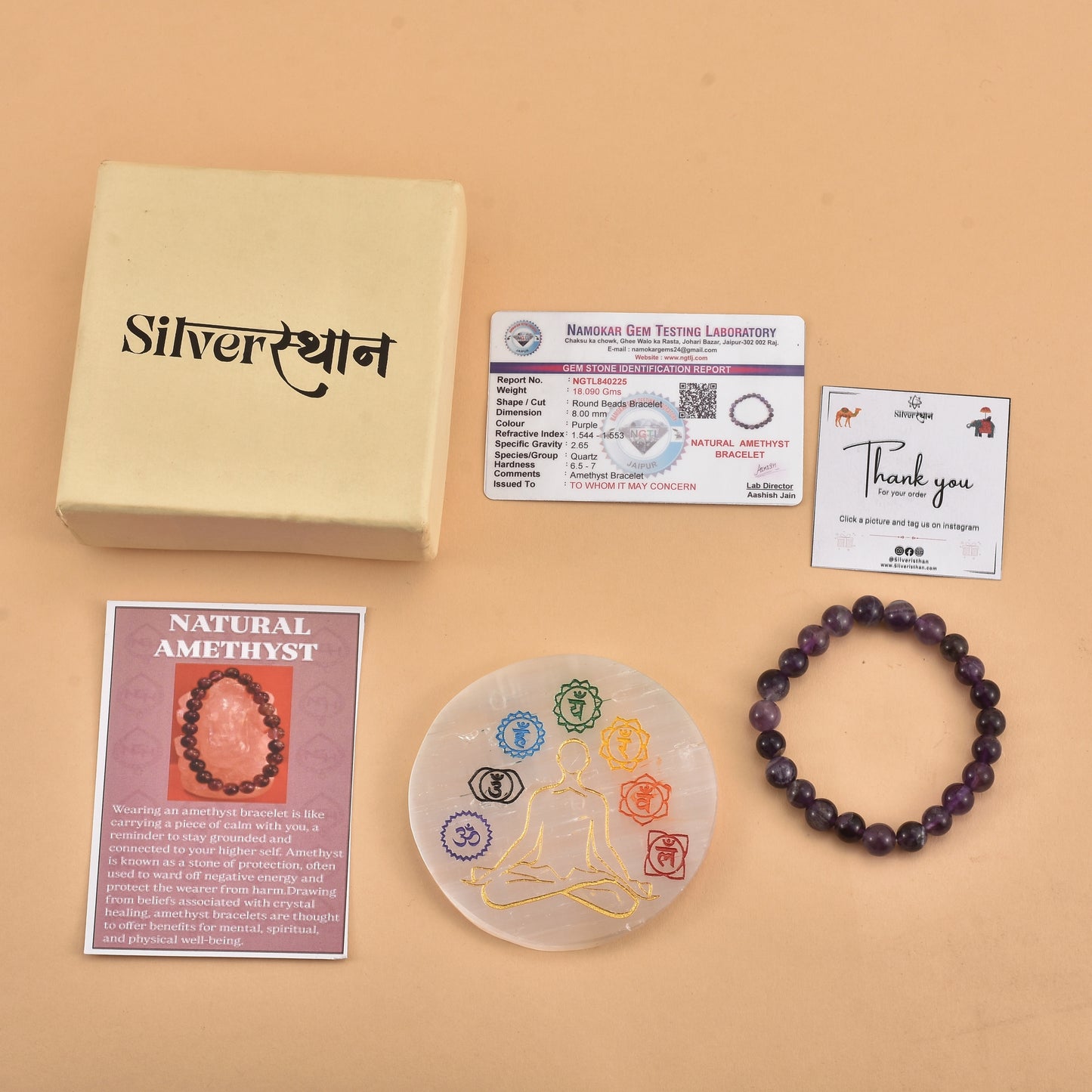 Natural Amethyst Bracelet (With Lab test Certificate)