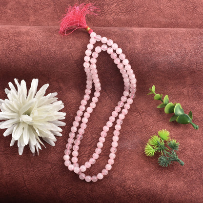 Natural Rose Quartz Jap Mala (108+1 Beads)
