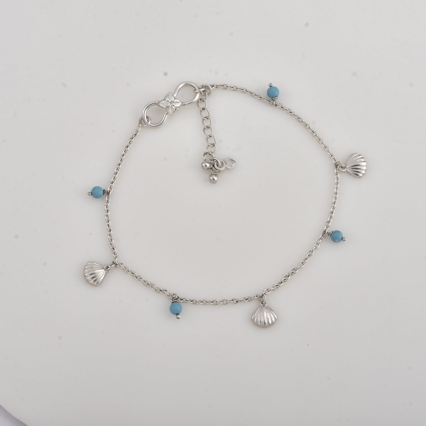 Silver Turquoise Shell Beach Anklet
