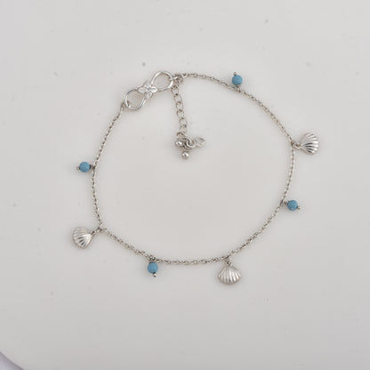 Silver Turquoise Shell Beach Anklet