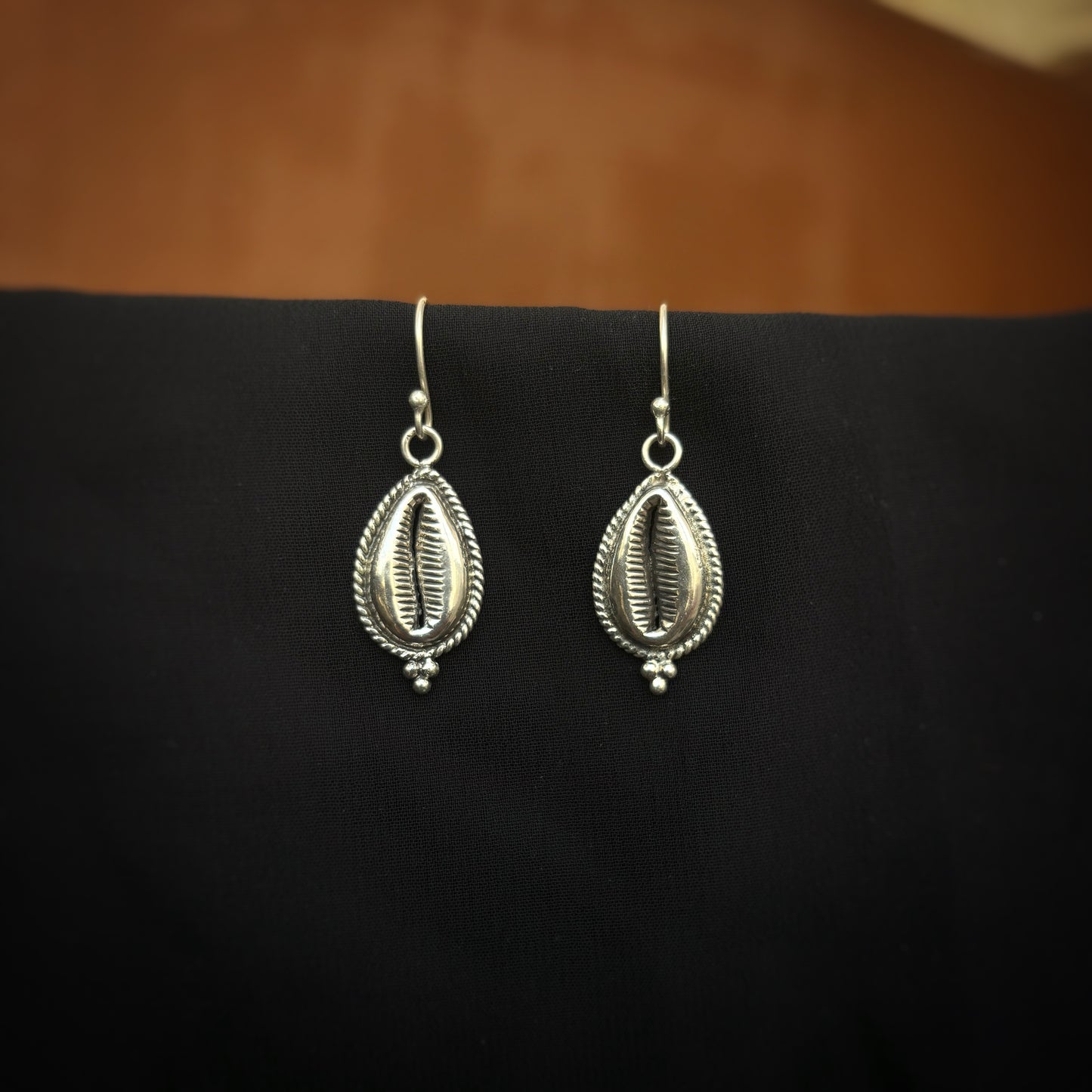 Silver Cowrie Dangles Earrings