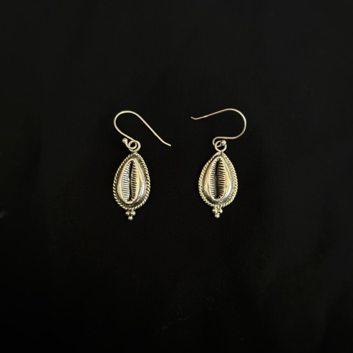 Silver Cowrie Dangles Earrings