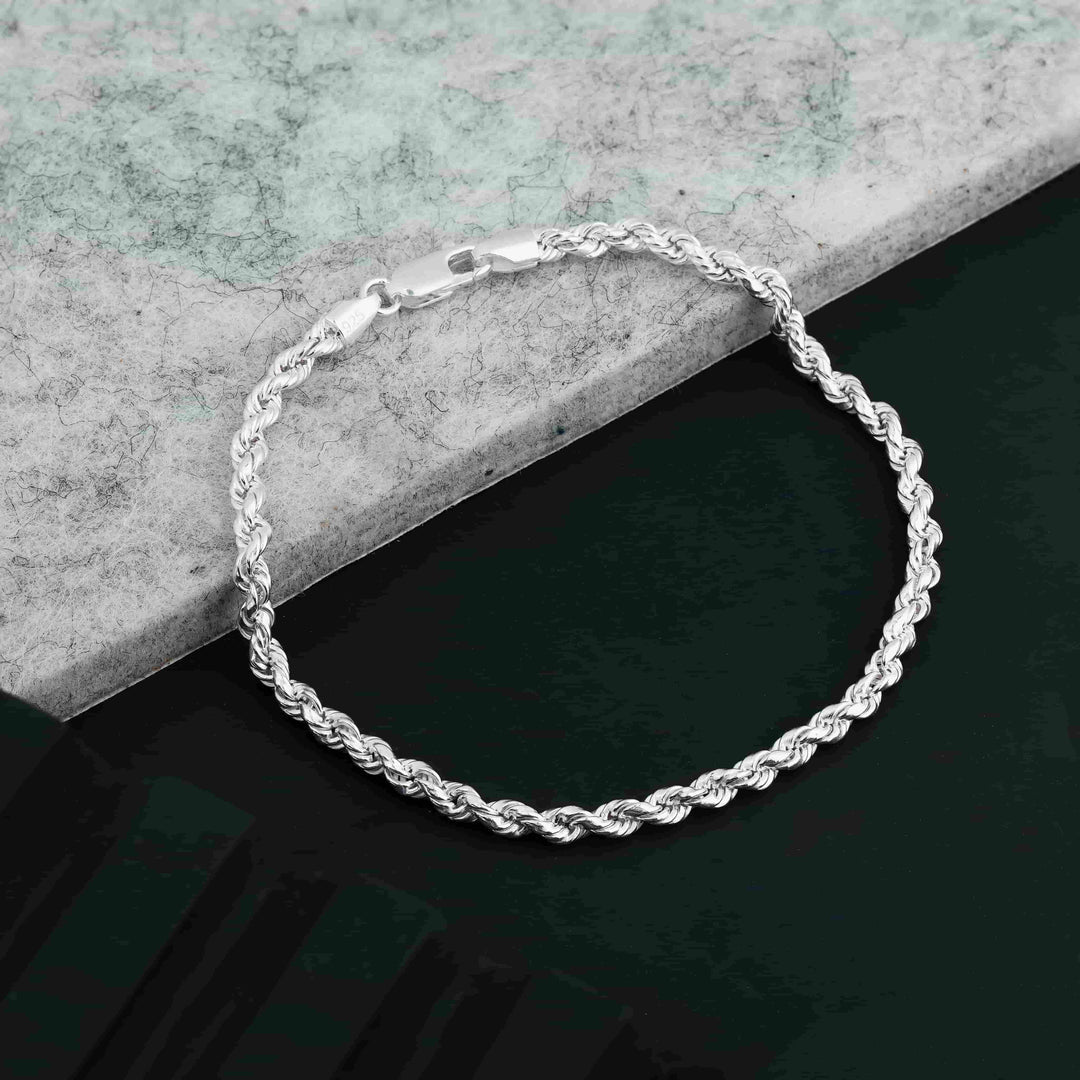 Silver Interlinked Rope Chain Bracelet