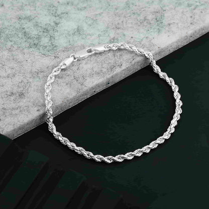 Silver Interlinked Rope Chain Bracelet