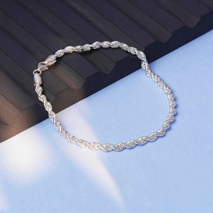 Silver Interlinked Rope Chain Bracelet