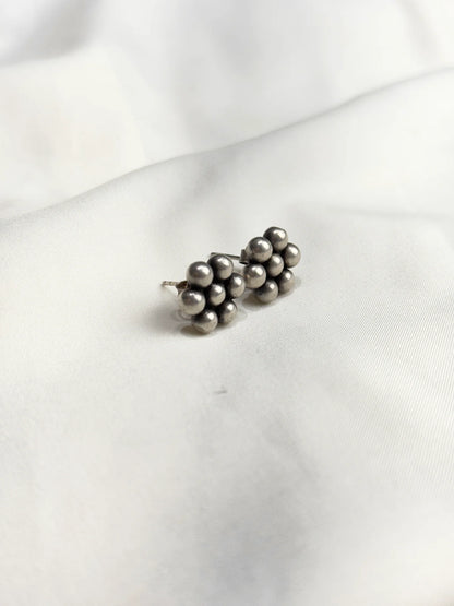 Traditional Silver Kudi Flower Stud Earrings