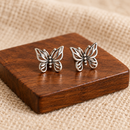 Silver Butterfly Stud Earrings