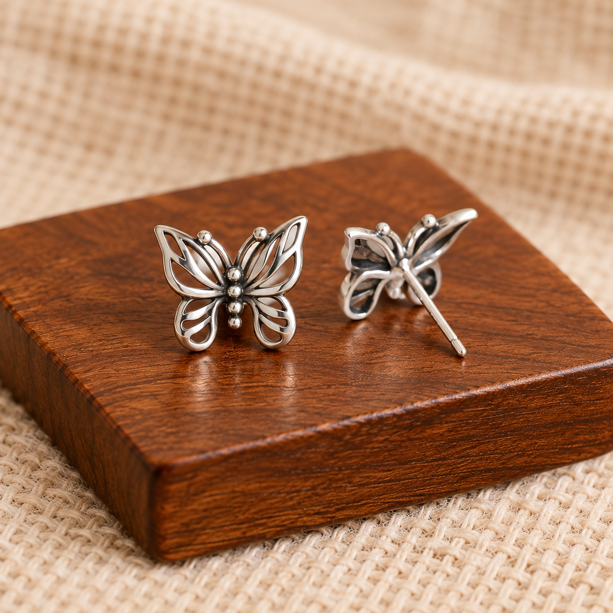 Silver Butterfly Stud Earrings