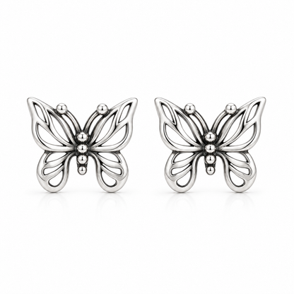 Silver Butterfly Stud Earrings