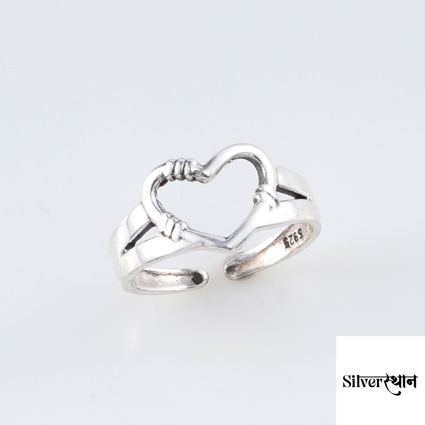 Silver Heart Shape Ring By Silveristhan on a white background