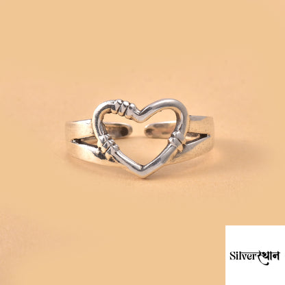 Sterling Silver Heart Shape Ring By Silveristhan on a beige color background