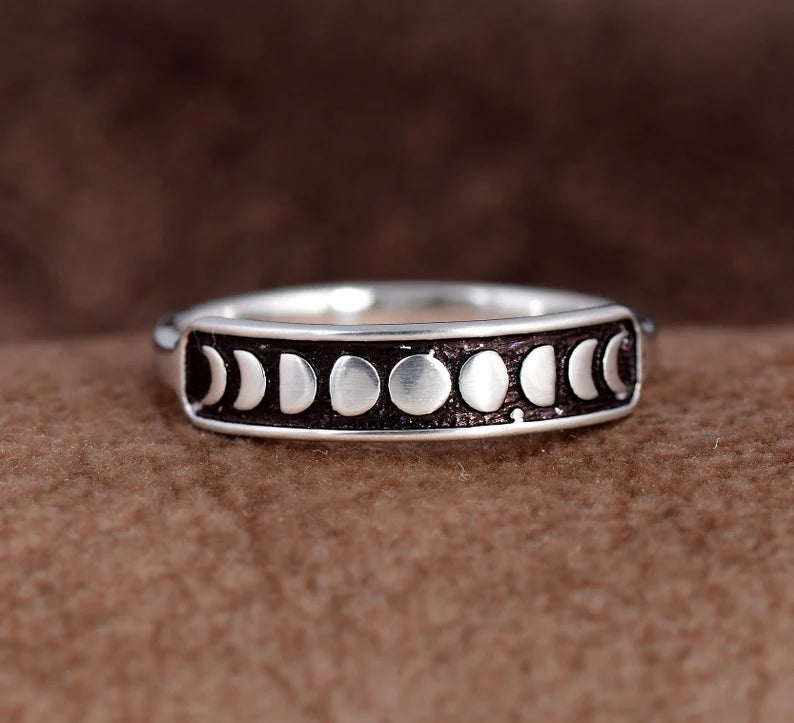 Silver Moon Phase Ring