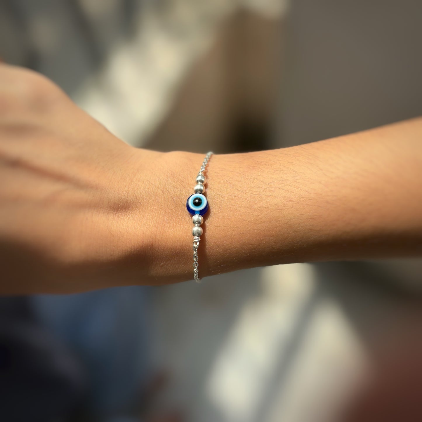 Silveristhan-Sterling silver jewellery-Silver evil eye bracelet for mens and womens