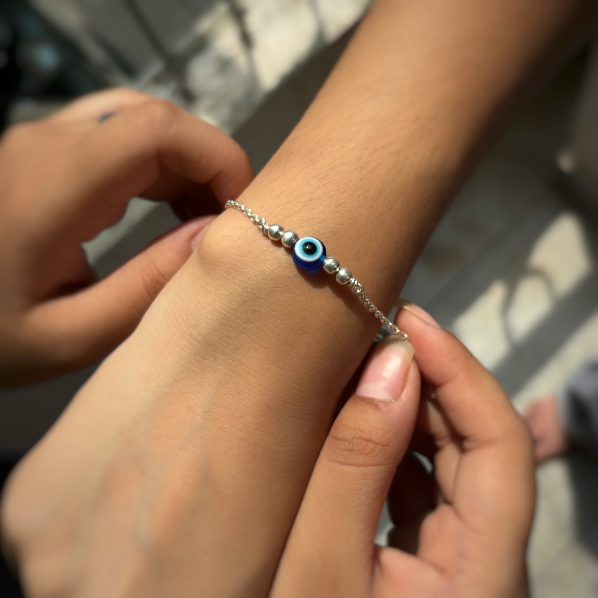 Silveristhan-Sterling silver jewellery-Silver evil eye bracelet for womens