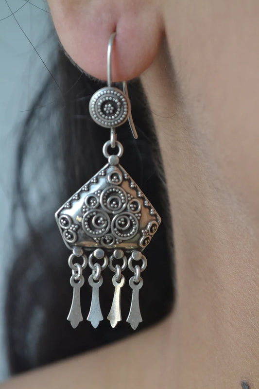 Silver Tribal Nitya Jhumka Earrings