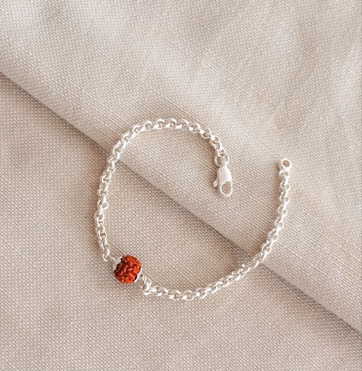 Silver Single Panchmukhi Rudraksh Bracelet