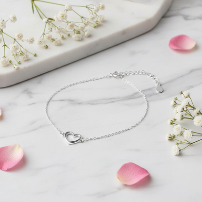 Silver Heart Charm Bracelet