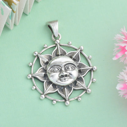 Silver Lotus face pendant(Without chain)