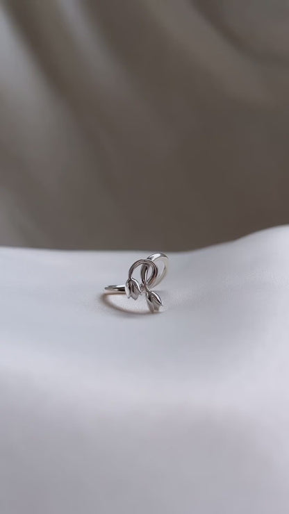 Silver Tulip Flower Ring