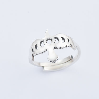 Silver Eclipse Eagle Ring